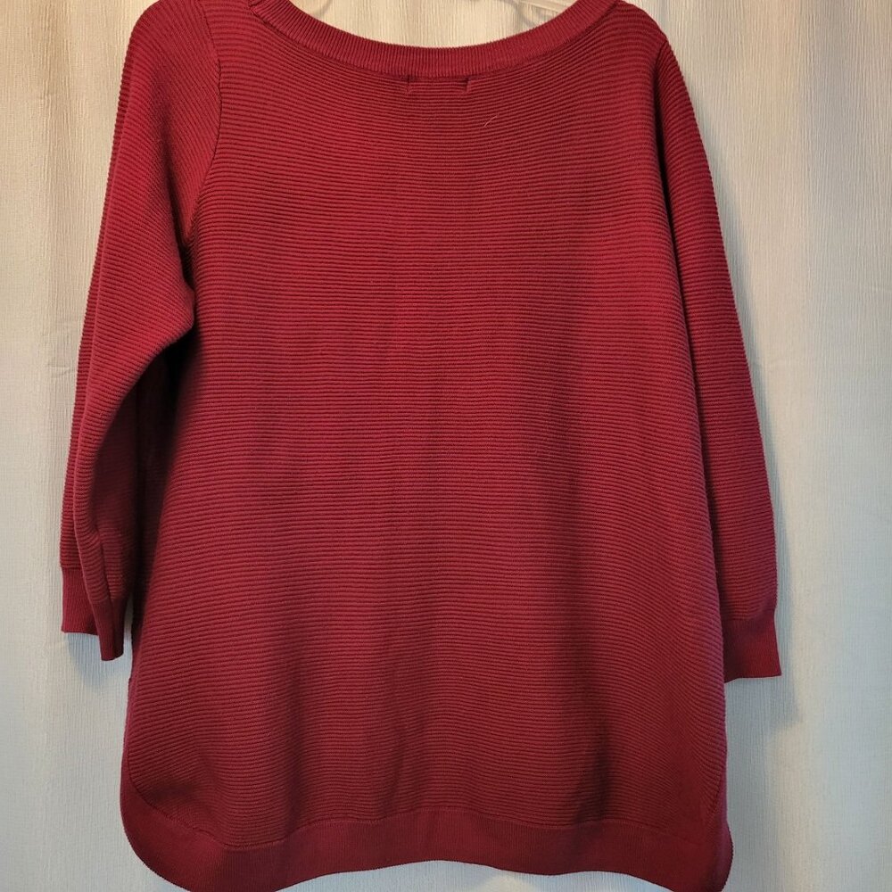 Jones & Co Womens Red  Ribbed Sweater 1X